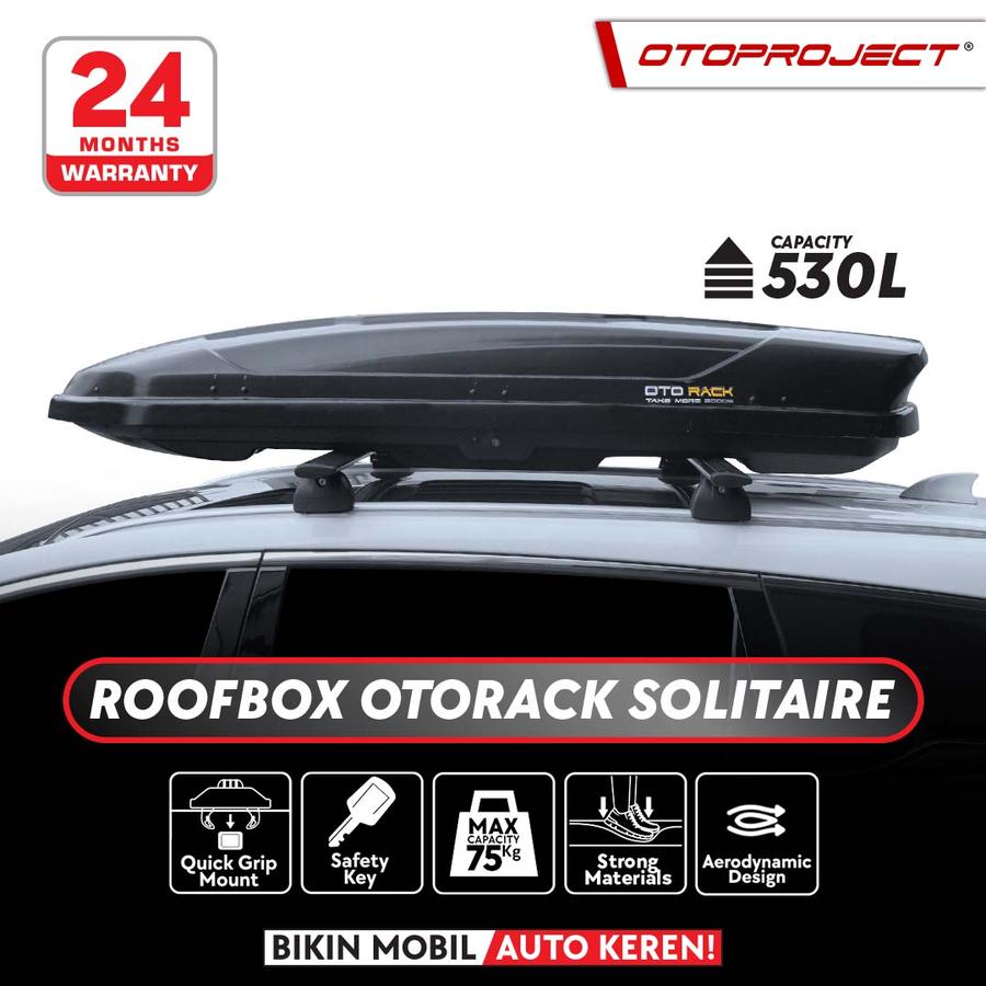 Roof Box Otorack Solitaire Glossy White Uk 206 Cm X 84 Cm X 34 Cm Kapasitas 75 Kg Volume 530 L (9036)